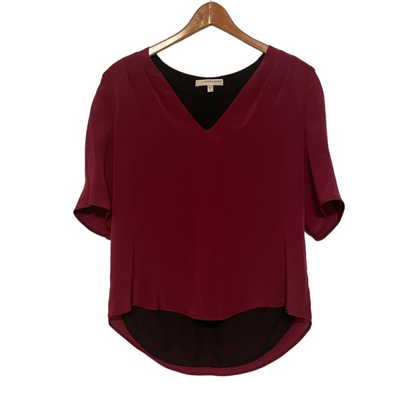 Lavender Brown V Neck 100% Silk Short Sleeve‎ Pullover Blouse Size M - Picture 1 of 4